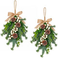 2pcs Christmas Door Swags White Berry Artificial Greenery Decor by Unknown