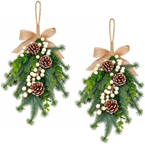 2pcs Christmas Door Swags White Berry Artificial Greenery Decor by Unknown