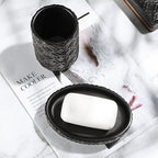RQYIXI Ceramic Bathroom Accessories Set,Black,6 Piece,with Trash Can - Image 7
