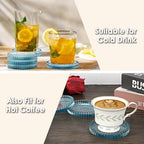 Modern Clear Coaster Set of 5- Glass Coasters for Drinks, Clear Blue - Image 5