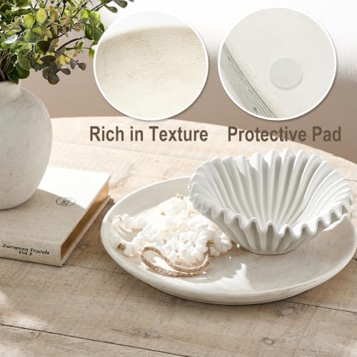 Ceramic Decorative Table Tray Round Trays Home Decor Farmhouse (12" Rustic) - Image 5