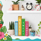 Lineshading 4 Pcs Summer Table Decoration Wooden Book Hawaii Beach Sign - Image 6