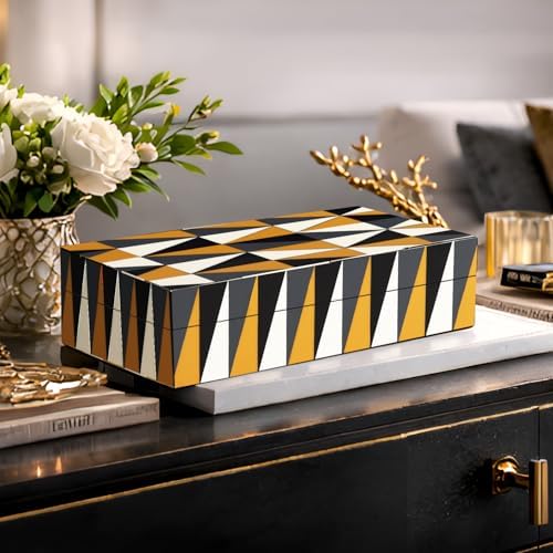 Handicrafts Home Black Large Decorative Storage Box With Lid, 10x6x2.5 In - Image 6