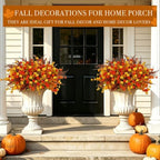 Artificial Fall Flowers for Outdoors Fake Mums, 3 Styles Mixed, 12 Bundles - Image 2