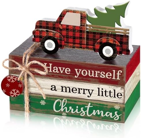 4 Pcs Christmas Tiered Tray Decor, Wooden Shelf Sign by Anglechic