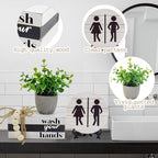 Bathroom Shelf Decor Signs with Bookstack, 3D Round Signs & Fake Plants - Image 3