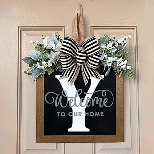 Last Name Front Porch Decor,Welcome Sign Front Door Wreath,Porch Decorations Outdoor,26 Letter Wreaths Front Door Hanging,Spring Wreaths for Front Door,Front Door Wreaths for All Seasons Monogram (Y) - Image 4