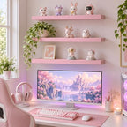 BAYKA Pink Floating Shelves 22.5in, Set of 3, Wall Mounted for Wall Decor - Image 3