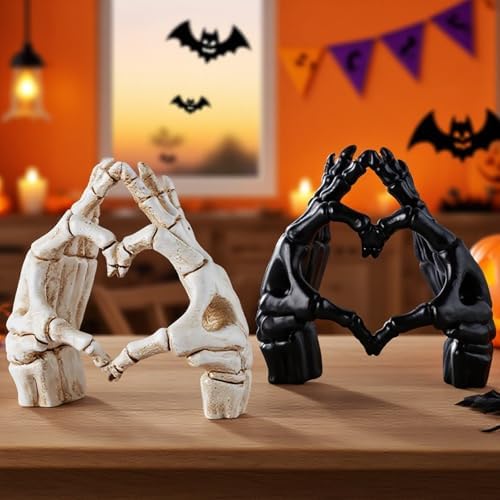 Skeleton Heart Hands Decor Gothic Statues Goth Home Decor, Black - Image 5