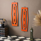 CroBlissful 2 Pcs Modern Mid Century Wall Art Wood, Orange - Image 3