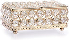 ELLDOO Crystal Jewelry Box Rectangle Trinket Organizer Earrings Rings Box Treasure Box Home Decor Accent Decorative Box with Lid for Valentine Wedding Christmas Birthday Gift, Gold, Small by ELLDOO