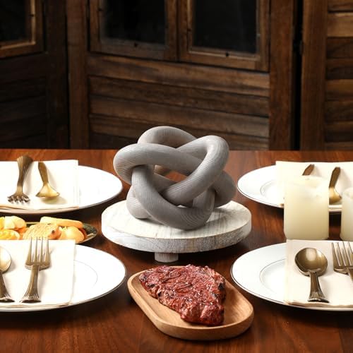 Yalikop 3 Link Wood Knot Decor Rustic Table Shelf Accents, Gray - Image 6