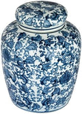 Creative Co-Op Medium Decorative Ceramic Ginger Jar with Lid, Blue and White Floral Pattern by Unknown