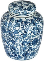 Creative Co-Op Medium Decorative Ceramic Ginger Jar with Lid, Blue and White Floral Pattern by Unknown
