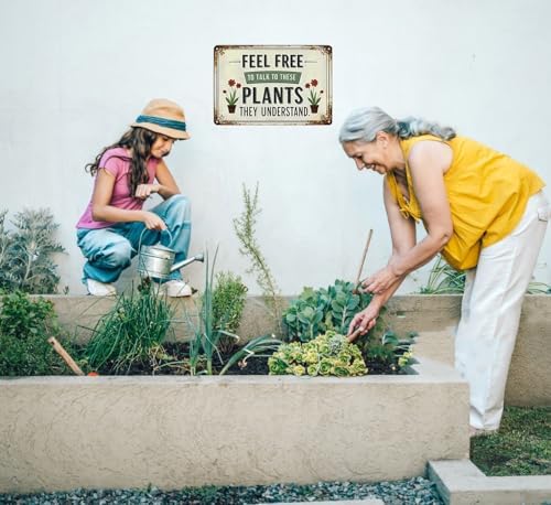 Bestylez Garden Gifts Feel Free to Talk with These Plants They Understand Vintage Gardening Signs for Home Garden Greenhouse Living Room Bedroom Yard Outdoor Decor 8X12 Inch (3373) - Image 6