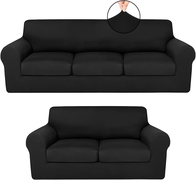 HunnmingRe Sofa Covers for 3 Cushion Couch Stretch Sofa and Loveseat Covers Set by HunnmingRe