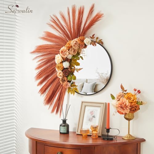 Serwalin 60PCS 17.7" Burnt Orange Pampas Grass Decor for Vase Filler Home - Image 3