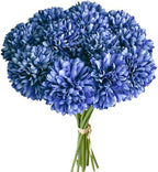 Mandy's 12pcs Artificial Royal Blue Ball Chrysanthemum Flowers by Mandys