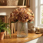 6Pcs 13" Light Brown Silk Hydrangea Artificial Flowers - Image 5