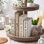 Lineshading 4 Pcs Farmhouse Table Decor Wooden Book Our Home Our Story Life - Image 2