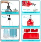 Glass Mouthwash Dispenser for Bathroom, 16 OZ Mouthwash Dispenser with Pour Spout and Wood Cup Holder and Tray, Mouth Wash Bottle Container, Red Kitchen Bathroom Decor and Accessories - Image 5
