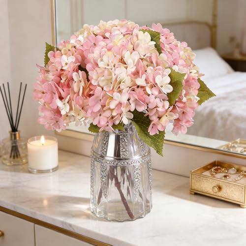 Kimura's Cabin 6pcs Fake Hydrangeas Flowers Artificial Silk Hydrangea,Pink - Image 5