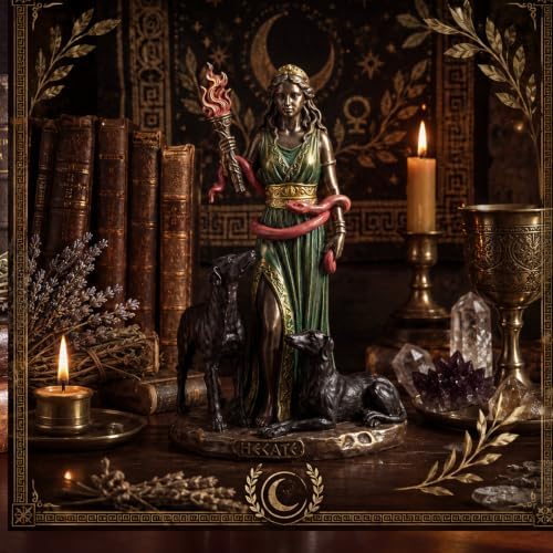 RattanView Hecate Statue, Greek Goddess with Hounds, Resin Statue - Image 7