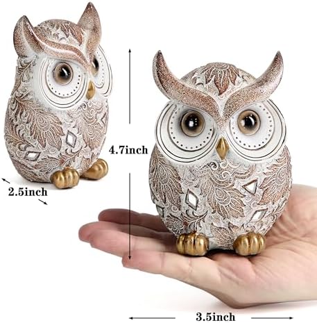 Smadeer Owl Statue and Figurine for Home Decor Accents Adorable Owl for Shelf Bookshelf Bedroom Living Room Office Table Desk Modern Decorations Animal Sculpture for Birds Lovers - Image 2