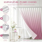 Pink Glass Bathroom Accessories Set with Shower Curtain and Liner, 7-Piece Bathroom Decor Set, Soap Dispenser, Toothbrush Holder, Soap Dish, Vanity Tray, Complete Bathroom Makeover Set - Image 5