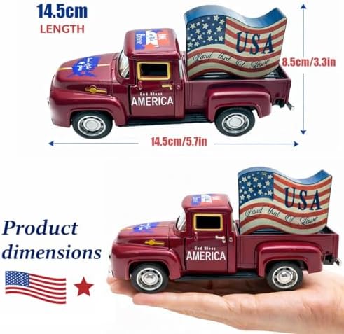 Patriotic Vintage Metal Truck Decor, 5.7-Inch USA Flag Pickup Accent - Image 3