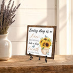 Rustic Farmhouse Decor, Sunflower Wooden Sign for Home Office Desk Shelf Tabletop Decor, Housewarming Gifts for Women Men (A05) - Image 4