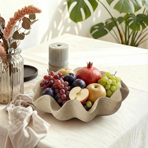 Scalloped Decorative Bowl, 12.6" Shell Ruffle Fruit Bowl Home Decor - Image 6
