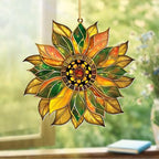 Stained Glass Acrylic Sunflower Ornament – Colorful Glass Sun Catcher for Windows, Christmas Tree Decoration 2025, Hanging Holiday & Everyday Décor Gift(Sun-22) - Image 2
