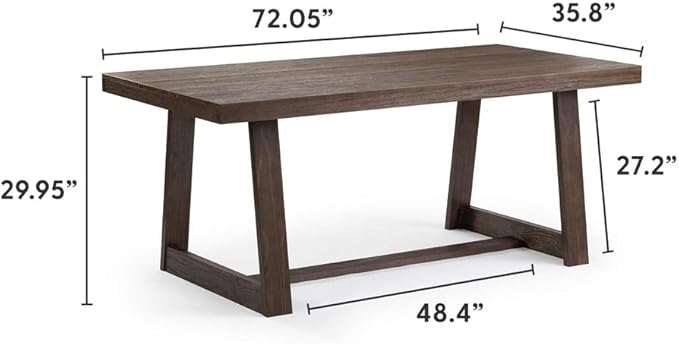 Plank+Beam 72 Inch Farmhouse Dining Table, Solid Wood Rustic Kitchen Table - Image 2