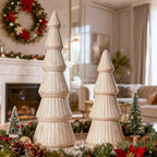 WONDROUS' DECO Wooden Christmas Tree Figurine, Tabletop Pink and Gold - Image 2