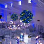 BLOSMON Royal Blue Artificial Flowers: 6 Pcs Fake Roses Flower Ball Centerpieces for Wedding Dinning Table - Faux Silk Kissing Bouquet with Base Floral Arrangement for Home Party Event Decor - Image 3