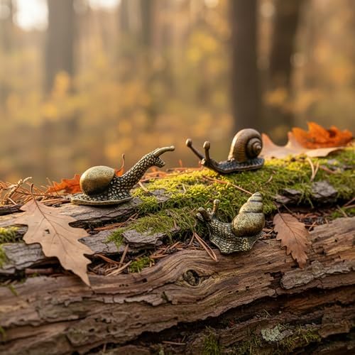 3Pcs Brass & Alloy Snail Statue mini Ornaments Retro、Antique Whimsical Cottagecore Decor, Brass Decor for Living Room、Desk and Bookshelf Figurines, Outdoor Garden Landscaping - Image 5