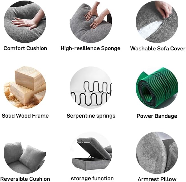Cloud Modular Sectional Sofa Couch, 80.3" Convertible Couches Lovesofa - Image 6