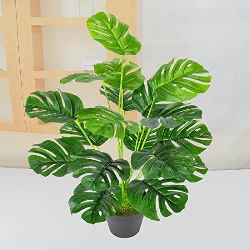 CATTREE Artificial Monstera Deliciosa Plant 21 Inch, Fake Tropical Palm Tree Faux Greenery Leaves Plants for Indoor Outdoor Home Office Garden Houseplants Decor Wedding Party DIY Decoration - 1 Pack - Image 2