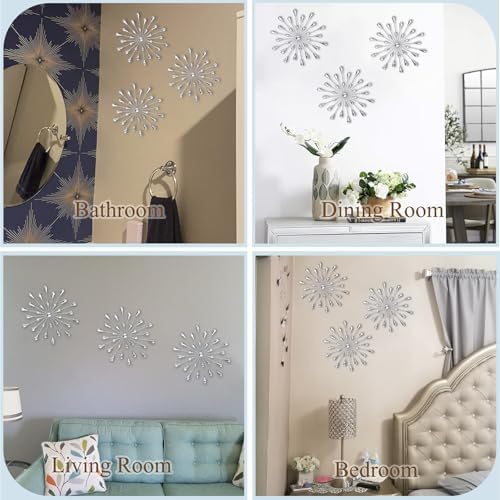 DXYAKY Set of 3 Silver Starburst Metal Wall Art Decor, 11.8 Inch Sparkling Diamond Star Jeweled Teardrop, Elegant Rhinestone Crystal Home Decor Accents, Living Room Bedroom Decorative Wall Sculpture - Image 7