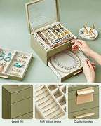 SONGMICS Jewelry Box Organizer, 3-Layer Storage with 2 Drawers, Glass Lid - Image 3