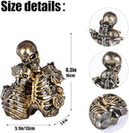 Halloween Skeleton Decor, Gothic Skeleton Couple Resin Statue with Roses - Image 3