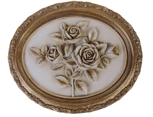 S-MANTIS Vintage Wall Sculpture,Antique Pediment,Hallway Wall Art,Hand Painted Flower Wall Decoration Accent Artworks for Indoor Kitchen Bedroom Living Room Office Outdoor Garden Patio (Bronze & White) by S-MANTIS