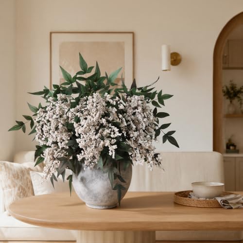 Fake Flowers 3 Pcs 35 Inch Greenery Stems Branches for Vase Floral Stems Realistic Sedum Spray for Home Decor Table Office Wedding Bedroom Party DIY Floral Arrangements Farmhouse Mantel - Image 3