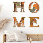 Honoson 4 Pcs Orange Boho Wall Art Decor Aesthetic Wood Home Letters Sign Hanging Orange Abstract Wall Art Rustic Farmhouse Geometric Sun Moon Leaves for Decorative Living Room Kitchen Bedroom by Honoson