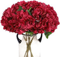 Kimura's Cabin 6Pcs Hydrangea Artificial Flowers Silk Hydrangeas,Dark Red by WeddingPartyArrangementBouquetsDecorationArtificialFlowers