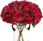 Kimura's Cabin 6Pcs Hydrangea Artificial Flowers Silk Hydrangeas,Dark Red by WeddingPartyArrangementBouquetsDecorationArtificialFlowers