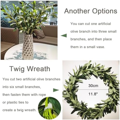 Heleze 39 Inch Artificial Olive Branch Greenery Stems Fake Plants with 222 Leaves for Vase Faux Olive Branches Home Decor Indoor 2PCS - Image 5