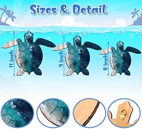 Bucherry 3 Sizes Wooden Sea Turtle Wall Decor Turtle Wall Art,Dark Blue - Image 2