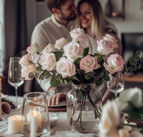 Real Touch Artificial Roses, 8PCS Long Stem Faux Flowers with Gift Box Packaging, Allergy-Free Floral Gift Set, Realistic Fake Roses for Home, Kitchen, Office, Wedding Décor, Gift Arrangement - Image 5